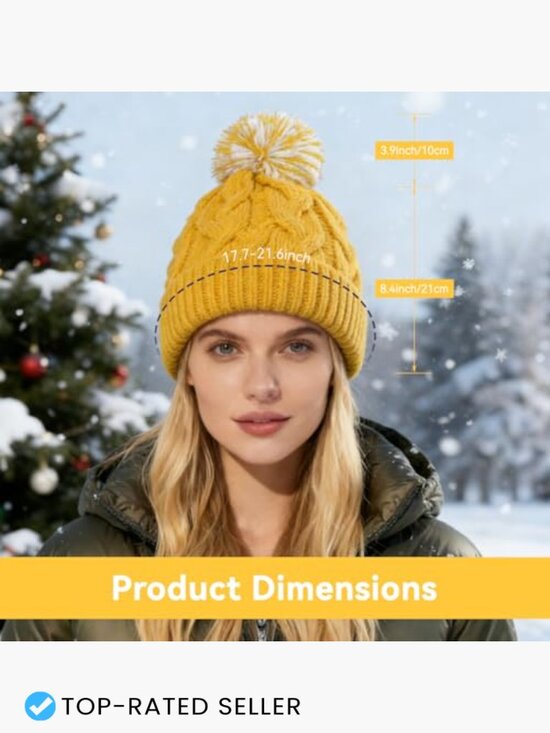 Slouchy Chunky Knit Beanie with Pom Pom - Cozy Winter Hat for Unisex